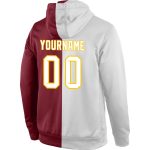 Custom Team Hoodie with Personalized Name and Number, Crimson & White-Gold Split Pullover Sweatshirt Personalized Stitched