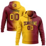 Custom Name Number Hoodie Stitched Crimson Yellow-Black Gradient Sports Pullover Sweatshirt Fashion Team Apparel Personalized