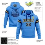 Custom Electric Blue Navy Gold Football Hoodie Sweatshirt with Personalized Name and Number - Stitched Pullover Personalized