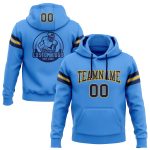 Custom Electric Blue Navy Gold Football Hoodie Sweatshirt with Personalized Name and Number - Stitched Pullover Personalized