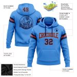 Custom Electric Blue Navy-Orange Football Hoodie with Stitched Name and Number - Personalized Pullover Sweatshirt Personalized