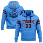 Custom Electric Blue Navy-Orange Football Hoodie with Stitched Name and Number - Personalized Pullover Sweatshirt Personalized