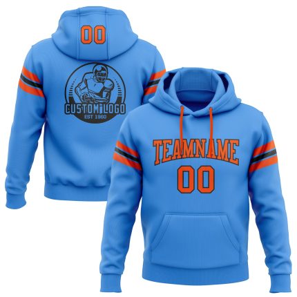 Custom Name Number Hoodie Football Sweatshirt Orange Black Electric Blue Pullover Athletic Team Apparel Personalized Stitched