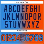Custom Name Number Electric Blue Orange-Black Gradient Sports Hoodie Pullover Sweatshirt - Personalized Team Apparel Personalized