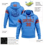 Custom Team Name Electric Blue Orange-Royal Hoodie Sweatshirt with Stitched Number - Personalized Football Apparel Personalized