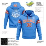 Custom Electric Blue Orange-White Football Hoodie with Stitched Name & Number - Personalized Sweatshirt Pullover Personalized