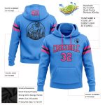 Custom Name Number Hoodie Electric Blue Pink-Black Football Pullover Sweatshirt Personalized for Team Support Personalized