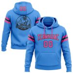 Custom Name Number Hoodie Electric Blue Pink-Black Football Pullover Sweatshirt Personalized for Team Support Personalized
