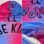Custom Name Number Pullover Hoodie - Personalized Electric Blue Pink-Black Gradient Fashion Sports Sweatshirt Personalized