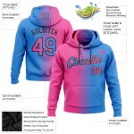 Custom Name Number Pullover Hoodie - Personalized Electric Blue Pink-Black Gradient Fashion Sports Sweatshirt Personalized