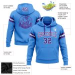 Custom Electric Blue Purple-White Football Hoodie with Personalized Name & Number - Stitched Pullover Sweatshirt Personalized