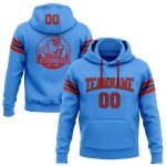 Custom Electric Blue Red-Black Hoodie with Name and Number | Personalized Stitched Football Pullover Sweatshirt Personalized