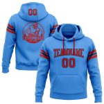 Custom Team Hoodie with Name and Number - Electric Blue Red-Navy Football Pullover Sweatshirt Personalized Stitched Electric