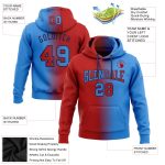 Custom Name Number Sports Hoodie Pullover Sweatshirt Electric Blue Red-Navy Gradient Fashion Style Personalized Stitched