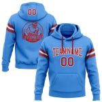 Custom Team Name Number Hoodie Electric Blue Red-White Stitched Football Pullover Sweatshirt Personalized Stitched Electric
