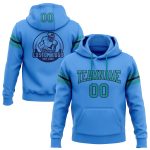 Custom Name Number Hoodie for Football - Personalized Electric Blue Teal-Navy Stitched Pullover Sweatshirt Personalized Stitched