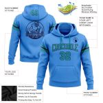 Custom Name Number Hoodie for Football - Personalized Electric Blue Teal-Navy Stitched Pullover Sweatshirt Personalized Stitched