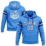 Custom Electric Blue White-Royal Football Hoodie with Stitched Name & Number - Personalized Pullover Sweatshirt Personalized