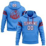 Custom Name Number Electric Blue Royal Red Hoodie Football Sweatshirt Pullover - Personalized Stitched Team Apparel Personalized