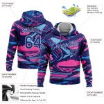 Custom Sports Hoodie with Personalized Name and Number, 3D Pattern Design in Royal Pink and Light Blue-White Pullover Sweatshirt