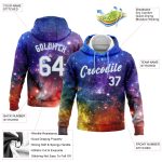 Custom Name and Number Sports Hoodie, Personalized 3D Pattern Pullover Sweatshirt in Galactic White and Light Blue Personalized