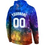 Custom Name Number Hoodie - Personalized Stitched 3D Sports Pullover Sweatshirt in Galactic White Light Blue Personalized