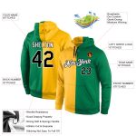 Custom Name Number Sports Pullover Hoodie Stitched Gold Black Kelly Green Split Fashion Sweatshirt Personalized Stitched