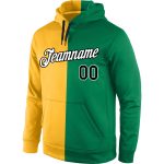 Custom Name Number Sports Pullover Hoodie Stitched Gold Black Kelly Green Split Fashion Sweatshirt Personalized Stitched