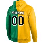 Custom Name Number Sports Pullover Hoodie Stitched Gold Black Kelly Green Split Fashion Sweatshirt Personalized Stitched