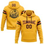 Custom Name Number Football Hoodie Sweatshirt in Stitched Gold Black-Orange Design - Personalized Team Apparel Personalized
