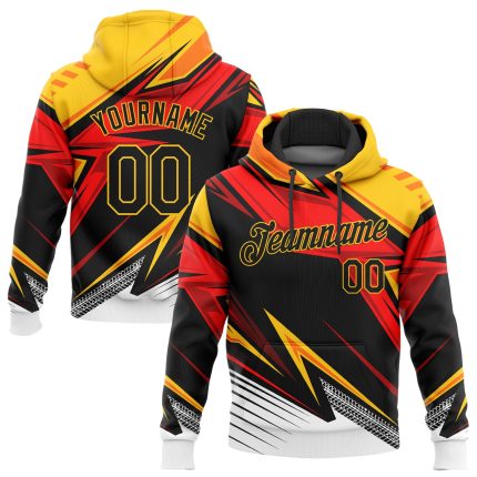 Custom Name Number 3D Pattern Sports Hoodie Personalized Black Gold Orange White Sweatshirt Pullover Team Apparel Personalized