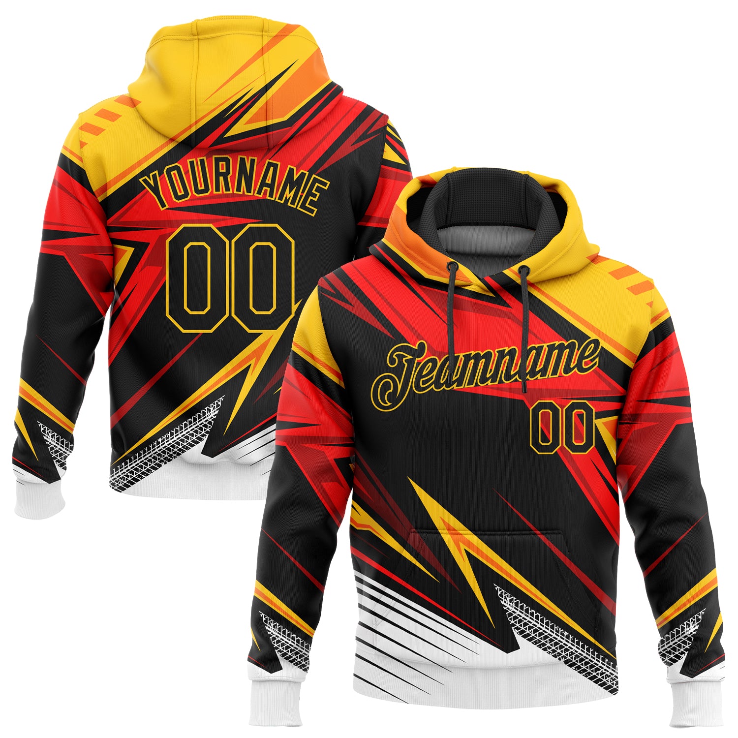 Custom Name Number 3D Pattern Sports Hoodie Personalized Black Gold Orange White Sweatshirt Pullover Team Apparel Personalized