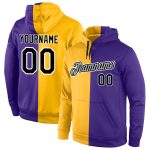 Custom Stitched Team Hoodie with Name and Number in Gold, Black, Purple - Fashion Sports Pullover Sweatshirt Personalized