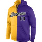 Custom Stitched Team Hoodie with Name and Number in Gold, Black, Purple - Fashion Sports Pullover Sweatshirt Personalized