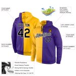 Custom Stitched Team Hoodie with Name and Number in Gold, Black, Purple - Fashion Sports Pullover Sweatshirt Personalized