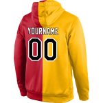 Custom Team Name Number Pullover Hoodie Sweatshirt - Stitched Gold Black-Red Fashion Sports Personalized Stitched Gold Black-Red