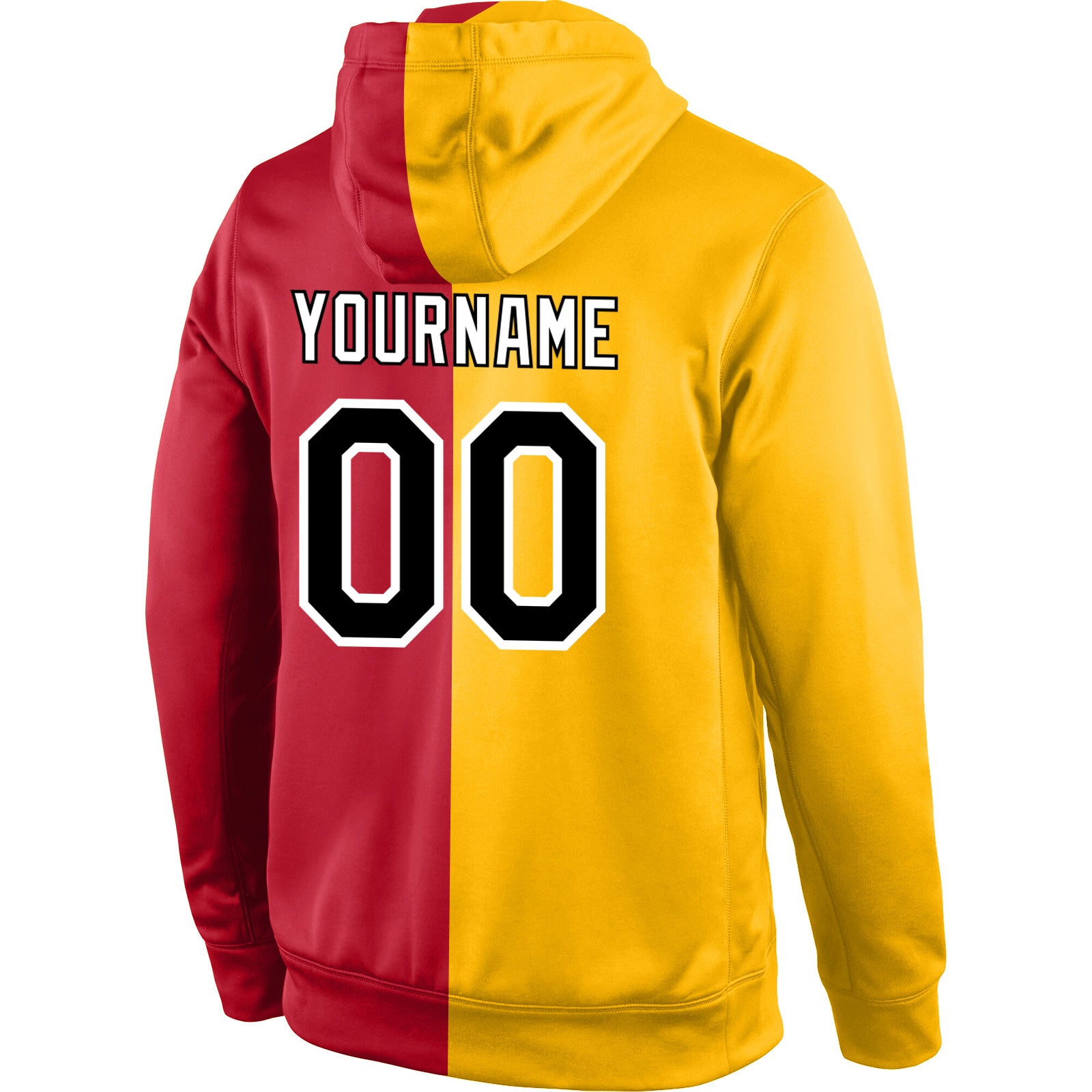 Personalized Stitched Gold Black-Red Split Fashion Sports Pullover Sweatshirt Hoodie Team Custom Name and Number Custom Team Name Number Pullover Hoodie Sweatshirt - Stitched Gold Black-Red Fashion Sports Personalized Stitched Gold Black-Red - Image 3
