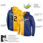 Custom Name Number Hoodie for Sports - Personalized Black Gold Royal Pullover Sweatshirt Personalized Stitched Gold Black-Royal