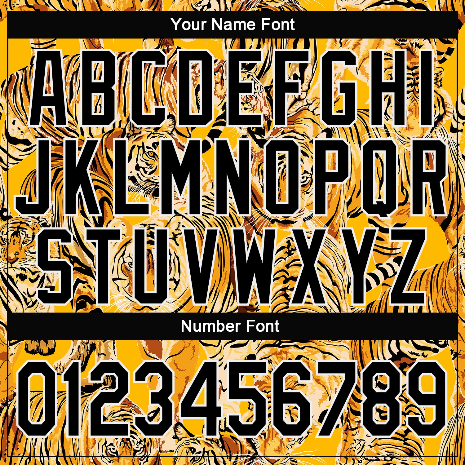Personalized Stitched Gold Black-White 3D Pattern Design Tiger Sports Pullover Sweatshirt Hoodie Team Custom Name and Number Custom 3D Tiger Sports Hoodie Sweatshirt with Personalized Name and Number - Gold Black-White Stitched Design Personalized - Image 4