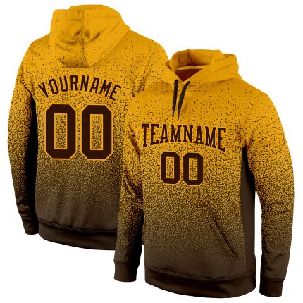 Custom Name Number Sports Hoodie Personalized Gold Brown Fade Pullover Sweatshirt Fashion Personalized Stitched Gold Brown