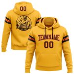 Custom Team Hoodie with Stitched Name & Number - Gold Brown-Orange Football Pullover Sweatshirt Personalized Stitched Gold