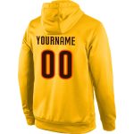 Custom Sports Hoodie with Personalized Name and Number, Gold Brown-Orange Stitched Pullover Sweatshirt Personalized Stitched