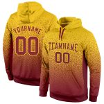 Custom Name Number Pullover Hoodie Sports Sweatshirt - Personalized Gold Burgundy Fade Fashion Personalized Stitched Gold