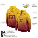 Custom Name Number Pullover Hoodie Sports Sweatshirt - Personalized Gold Burgundy Fade Fashion Personalized Stitched Gold