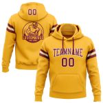 Custom Name and Number Football Pullover Hoodie, Stitched Gold Crimson-White Team Sweatshirt Personalized Stitched Gold Crimson-White