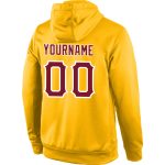 Custom Name Number Sports Hoodie Pullover Sweatshirt Gold Crimson-White Stitched Team Apparel Personalized Stitched Gold