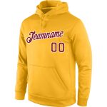 Custom Name Number Sports Hoodie Pullover Sweatshirt Gold Crimson-White Stitched Team Apparel Personalized Stitched Gold