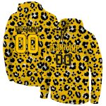 Custom Leopard Print Pullover Hoodie with Personalized Name & Number - Stitched Gold-Black 3D Pattern Sweatshirt Personalized