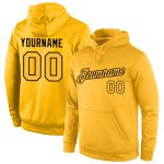 Custom Team Name Number Sports Hoodie Gold-Black Stitched Pullover Sweatshirt Personalized Stitched Gold Gold-Black Sports