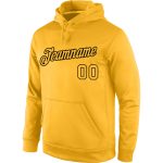 Custom Team Name Number Sports Hoodie Gold-Black Stitched Pullover Sweatshirt Personalized Stitched Gold Gold-Black Sports